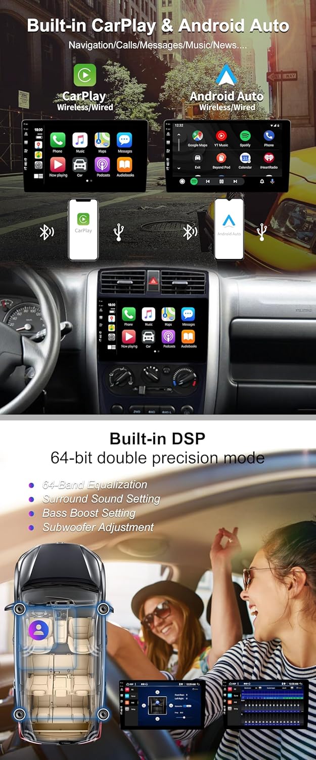 SXAUTO Android 12 IPS Autoradio Passt für Suzuki Jimny 3 (2005-2019) - Eingebaut Wireless Carplay/An