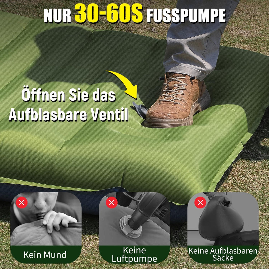 Myxslop Camping Isomatte ,12CM Verdicktes Luftmatratze Camping, Aufblasbare Matratze mit Fusspumpe &