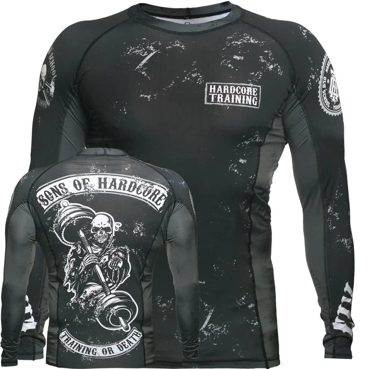 Hardcore Training Herren Manner Rashguard Kompression Lange Armel Jiu Jitsu MMA No-Gi Enge BJJ Grapp