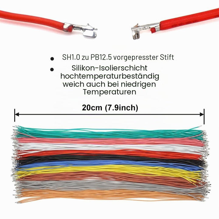 SH1.0 auf PB1.25 vorgecrimptes Kabel und Stecker-Set, kompatibel mit JST SH 1,0 mm Molex PicoBlade 1