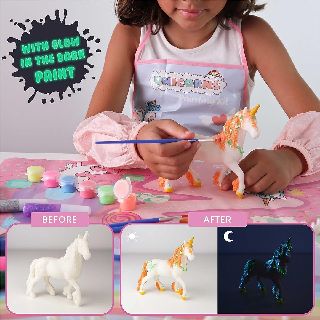 BONNYCO Einhorn Geschenk für Mädchen Malset 18, Bastelset Kinder mit Dunkeln Leuchtender Farbe. Mädc