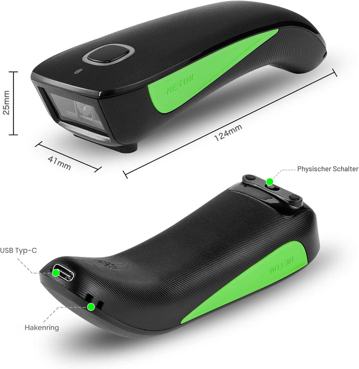NETUM C740 Barcode-Scanner, kabellos, Bluetooth, Taschenscanner USB 1D für Inventar, Barcode-Leser f