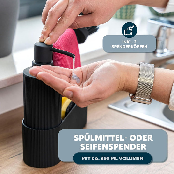 eluno Spülbecken Organizer mit Soft-Touch Oberfläche für Küche & Bad, Spülutensilienhalter inkl. Sei