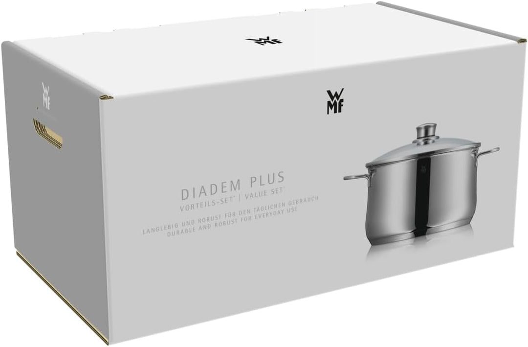 WMF Diadem Plus Topfset Induktion 5-teilig, Kochtopf Set mit Glasdeckel, Cromargan Edelstahl poliert