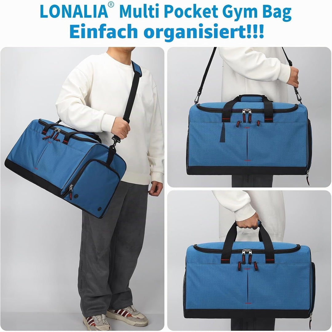 55L Sporttasche &amp; Reisetasche für Herren Gross - mit Schuhfach &amp; Nassfach - Trainingstasche, Tasche