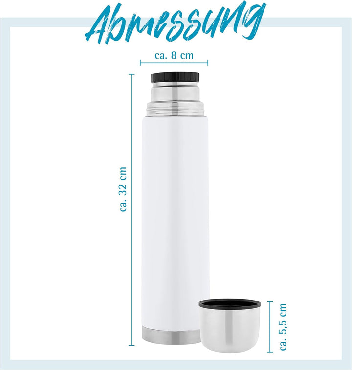 GRÄWE Thermoflasche, Edelstahl, 1L Vakuum-Isolierte Isolierflasche mit Drehverschluss und Trinkbeche