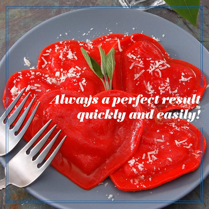 LA GONDOLA Ravioli Stempel Cuore Love, Herzform, Messing, Griff aus Naturholz