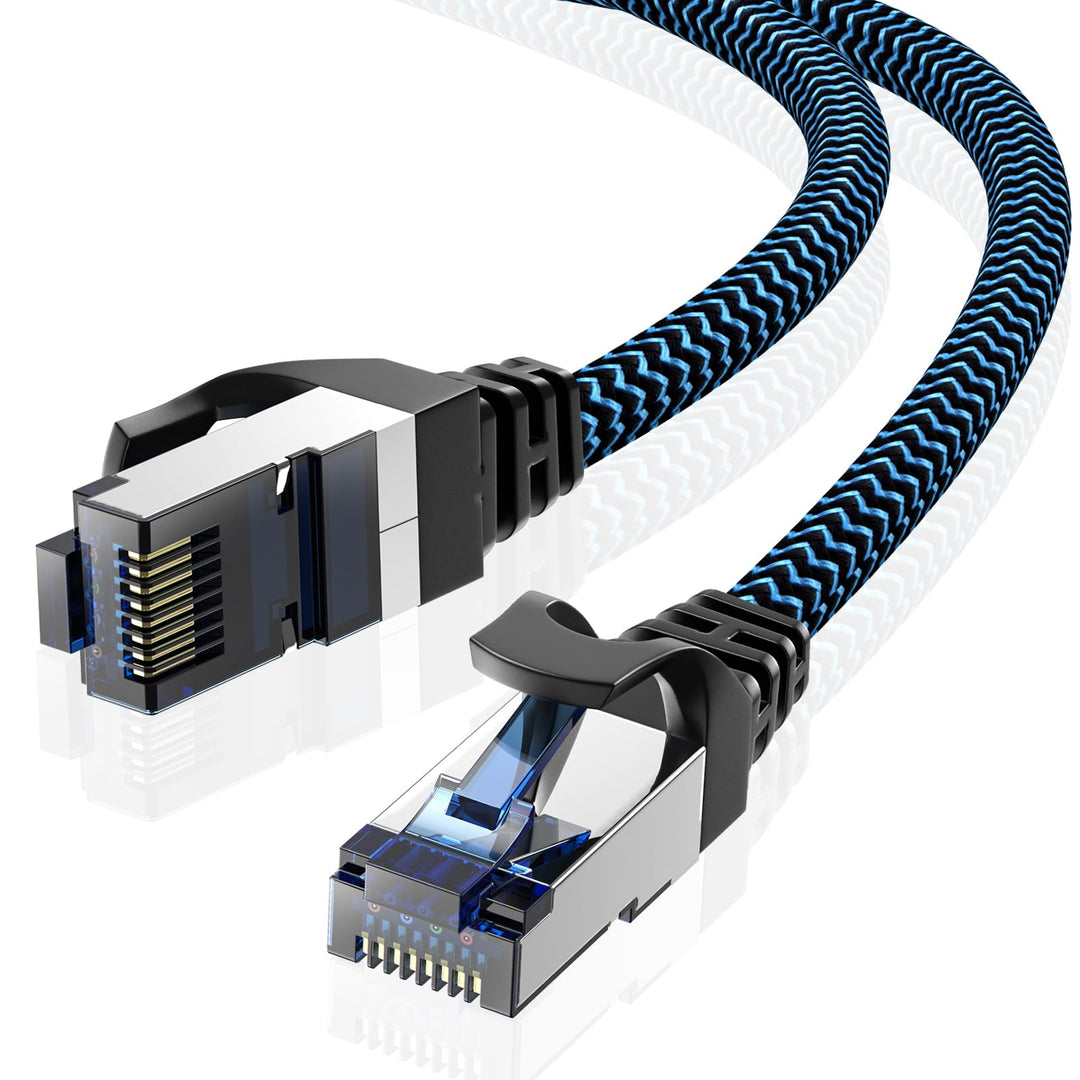 LAN Kabel 15 meter Netzwerkkabel CAT8 Ethernet Kabel, RJ45 Patchkabel 40Gbps 2000Mhz/s Gigabit, Hoch