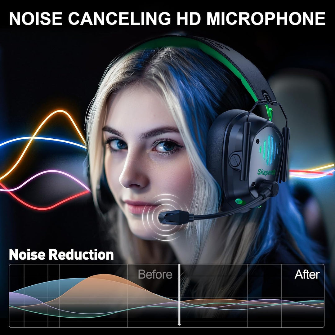 VK81 Gaming Headset, 2.4GHz+BT(≤20ms), 3D Surround Sound Wireless Headset Mit ENC Noise Cancelling M