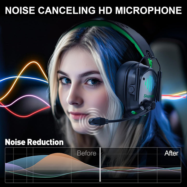 VK81 Gaming Headset, 2.4GHz+BT(≤20ms), 3D Surround Sound Wireless Headset Mit ENC Noise Cancelling M