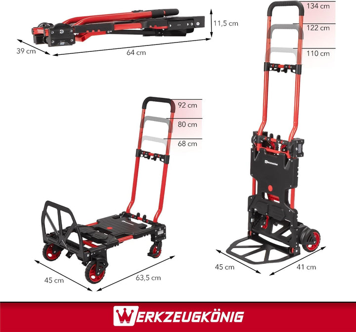 2-in-1 Transportwagen klappbar - Sackkarre &amp; Plattformwagen | Flexibler Allrounder für Umzug, Einkau