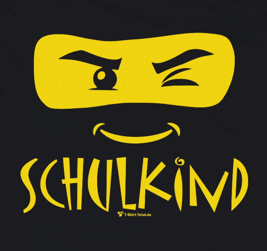 Kinder T-Shirt Schulkind Ninja Einschulungs-T-Shirt mit Wunschname auf dem Rücken, schwarz 134-140,