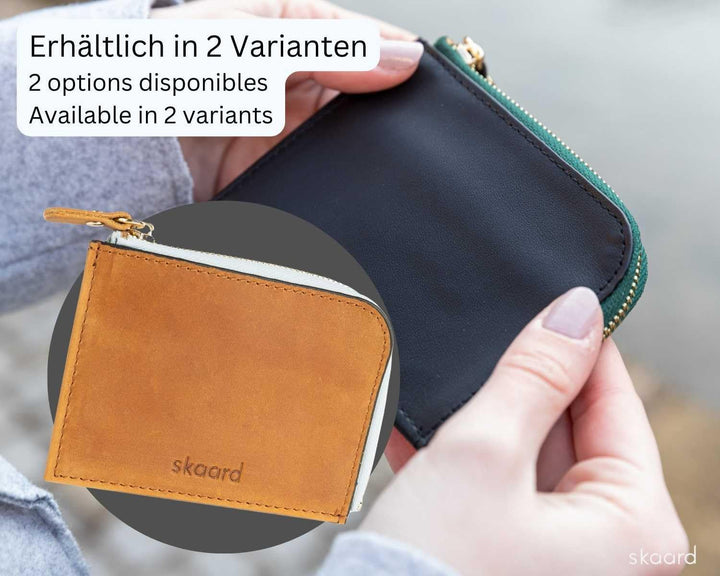 skaard Kleine Damen Geldbörse aus Leder, Schwarz/Grün mit RFID-Schutz Schwarz / Grün, Schwarz / Grün