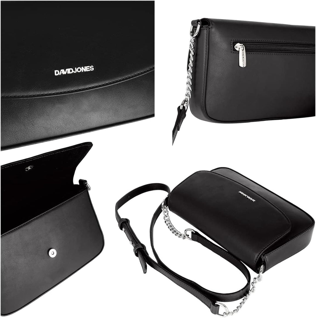 David Jones - Kleine Umhängetasche Damen - Crossbody Bag PU Leder - Frau Kette Schultertasche Rechte