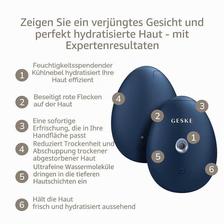 GESKE | SmartAppGuided™ Facial Hydration Refresher | 4 in 1 | Wasserzerstäuber | Gesichtsdampfer | W