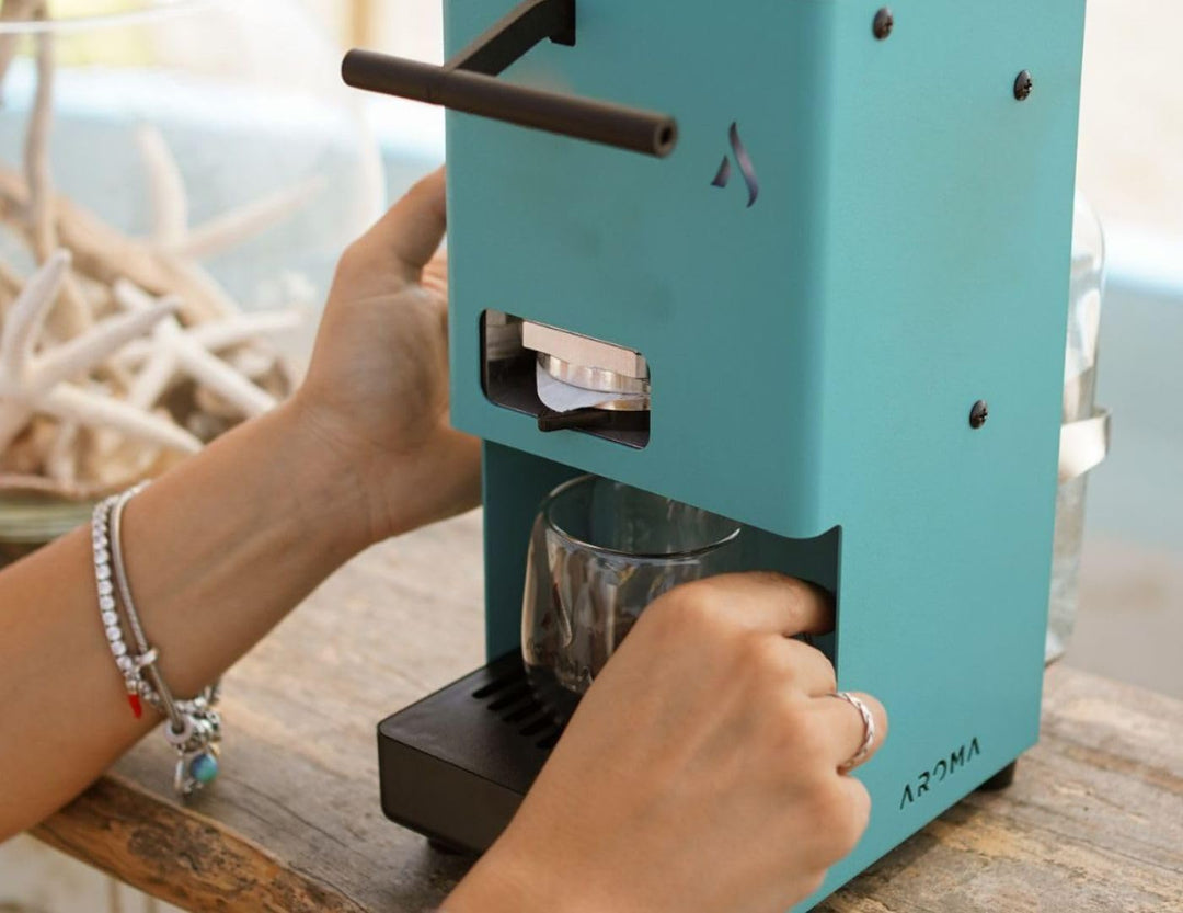 Aroma E.GO Kaffeepadmaschine für ESE-Pads 44 mm (Türkis), Türkis