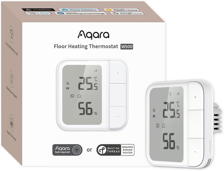 Aqara Thread/Zigbee Fussbodenheizung Thermostat W500, 16A Elektrische Heizung mit NTC Fussbodenfühle