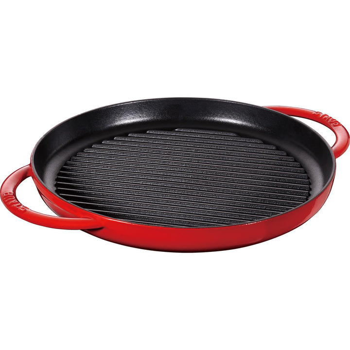 STAUB rund 30 cm Grillpfanne, Gusseisen, kirschrot 39 x 5.5 x 4.038 cm Kirschrot, 39 x 5.5 x 4.038 c