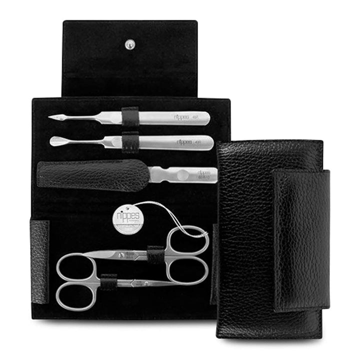 nippes Solingen Premium Line Maniküre Set Leone, 5-teilig, Edelstahl rost- und nickelfrei, Rindslede