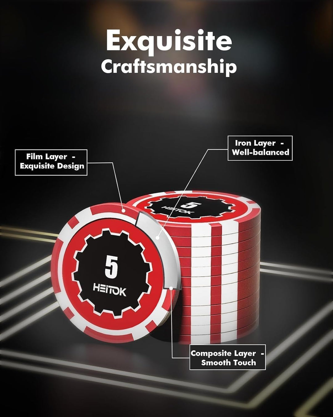 Casino Poker Set with Numbered Chips 600-Piece for Card Board Game, 11.5 Gram with Playing Cards Wat