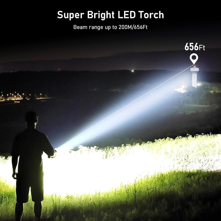 Blukar LED Taschenlampe Aufladbar, [2 Stück] 2000 Lumen Extrem Helle Zoombare Taschenlampen mit 5 Li