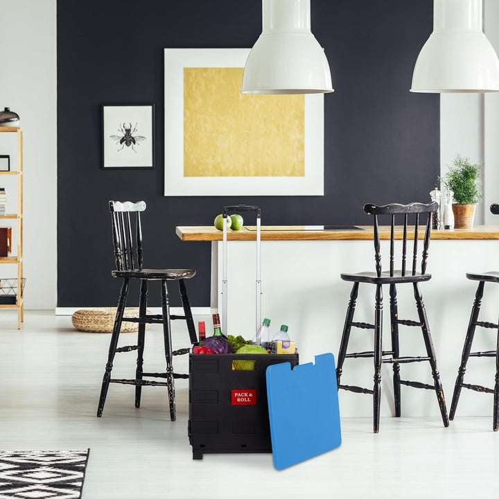 Relaxdays Einkaufstrolley, Klapptrolley mit Rollen & Deckel, Teleskopgriff, bis 35 kg, Faltbarer Tro