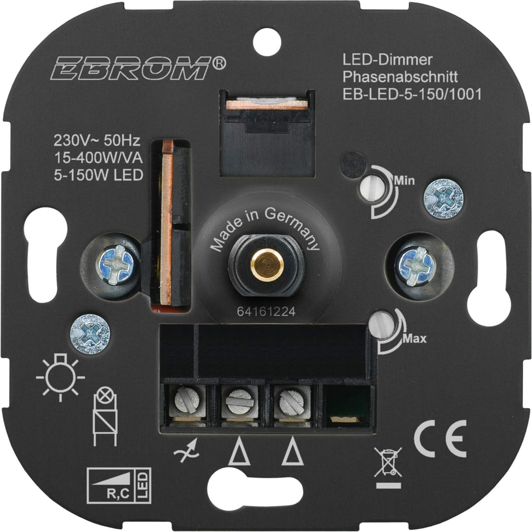 5 Jahre Garantie! EBROM® Unterputz LED Dimmer Drehdimmer + Berker Dimmerabdeckung 11378989 polarweis