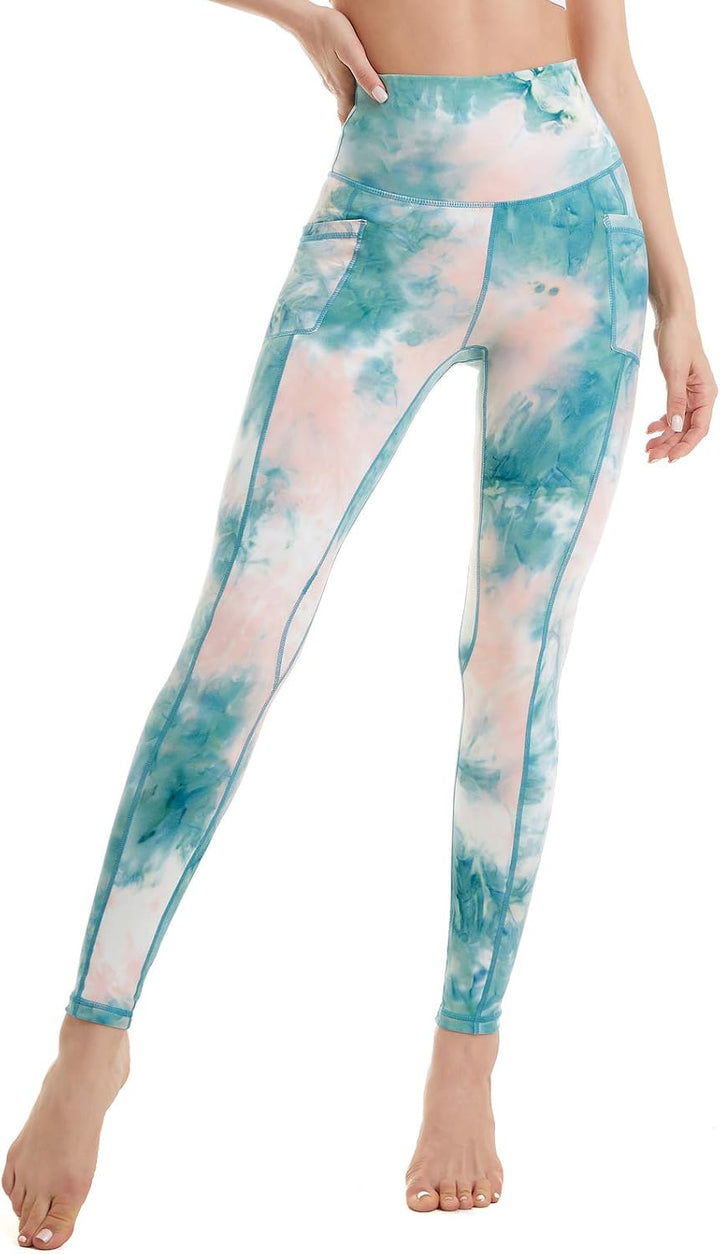 AMYTIS Damen Sport Leggings Yogahose High Waist mit Taschen Fitness Stretch Blickdicht Lang Gym Hand