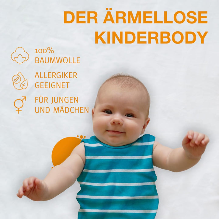 wellyou Body Ohnearm, Kinder Body in grossen Grössen für Jungen und Mädchen Kinderbody für Kinder &
