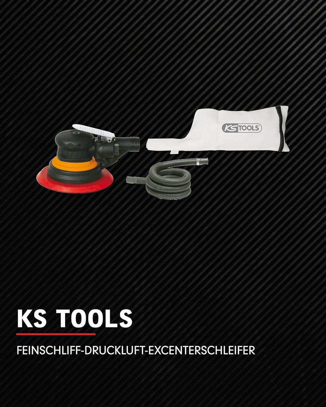 KS Tools Druckluft Exzenterschleifer Feinschliff 515.3061 I Druckluftschleifer mit 6fach-Lochung im