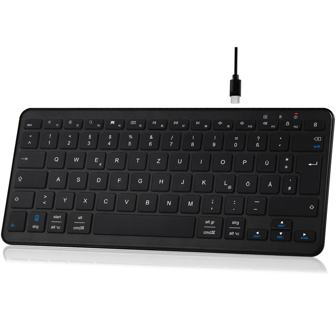 Qulose Kabellose Bluetooth Tastatur, Wiederaufladbare Mini Tastatur Type-C, Funk Tastatur, Ultraslim