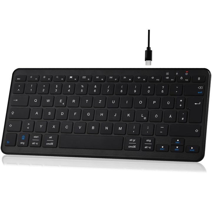 Qulose Kabellose Bluetooth Tastatur, Wiederaufladbare Mini Tastatur Type-C, Funk Tastatur, Ultraslim