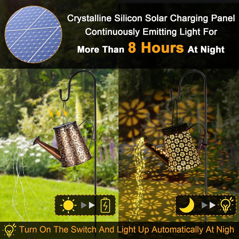 GuKKK Solar Giesskanne mit Solarlampen für Aussen, LED Lichter, Gartendeko Modern Stil, Lichterkette