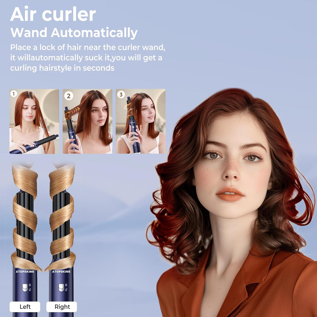 Atopskins Air styler 6 in 1 Hairstyler Haarstyler mit 1000W Haartrockner, Lockenstab, Warmluftbürste