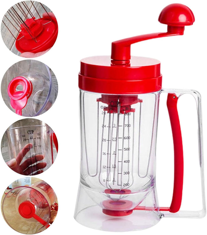Teigspender Teigportionierer, 900ml Handheld Teigdosierer, Pfannkuchenteigspender Mit Rührfunktion,