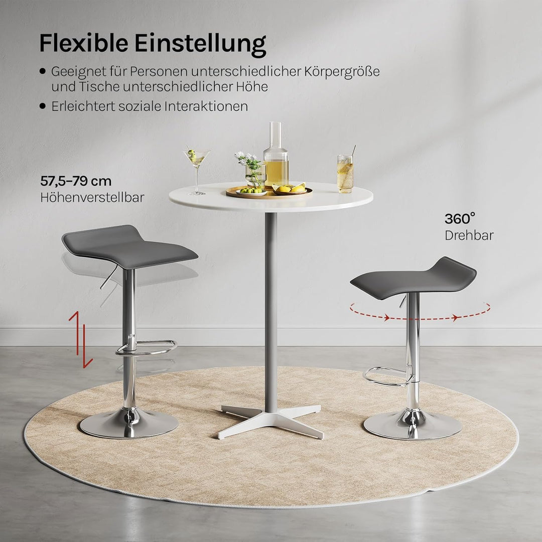 WOLTU 4er Set Barhocker Design Stuhl Drehstuhl Tresenstuhl，stufenlose Höhenverstellung, verchromter