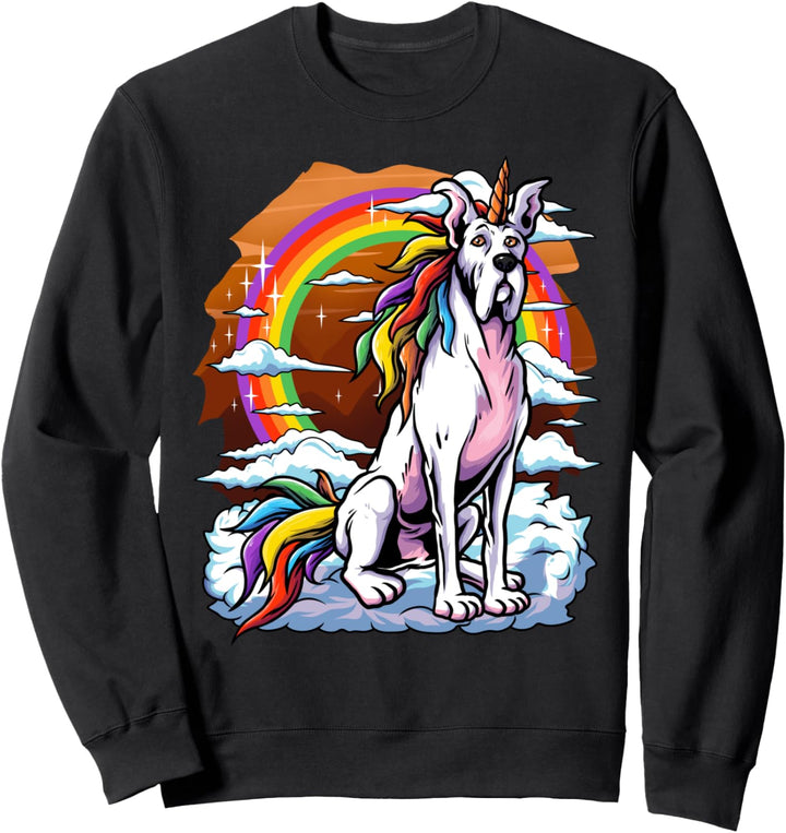 Dogge Einhorn Regenbogen Wolken Cool Dog Lover Welpenbesitzer Sweatshirt