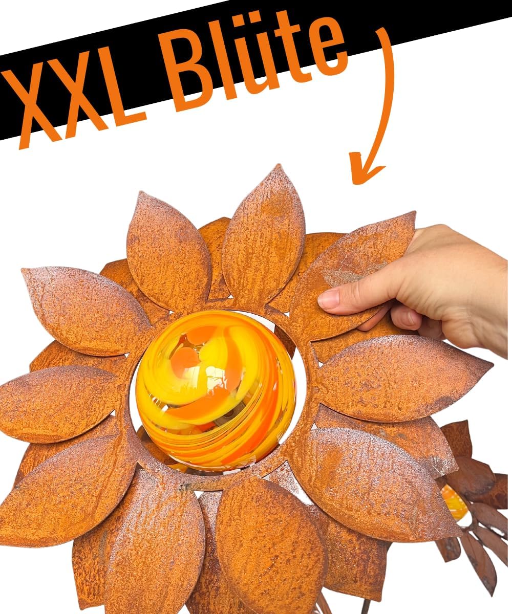 Terma Rost 3D Sonnenblume XXL Gartendeko rost Gartenfigur gross Metallfigur Garten Blumenstecker Dek