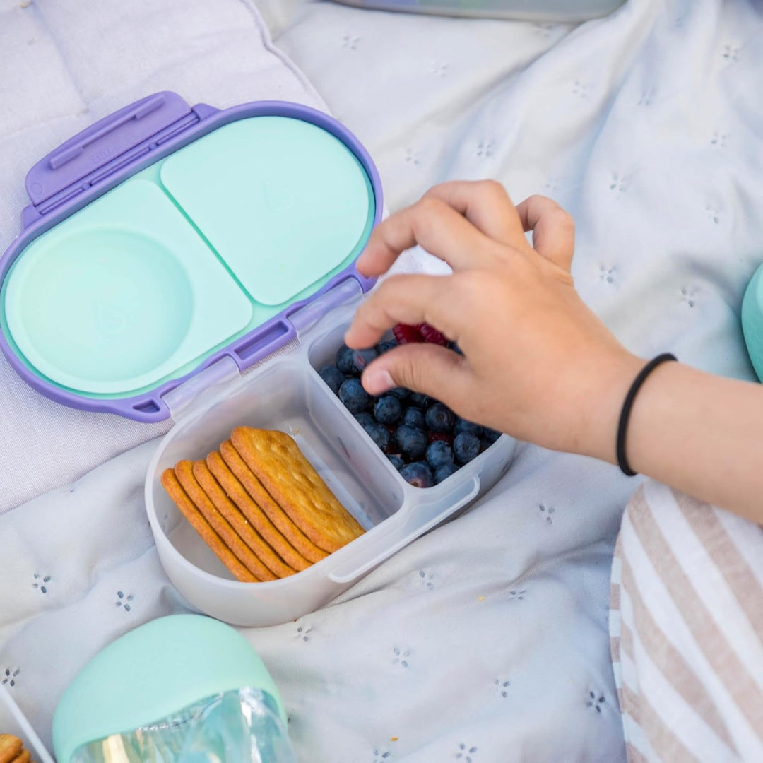 b.box 2er-Pack Bento-Snackbox | Auslaufsicherer Lebensmittelbehälter mit zwei Fächern und Deckel | I