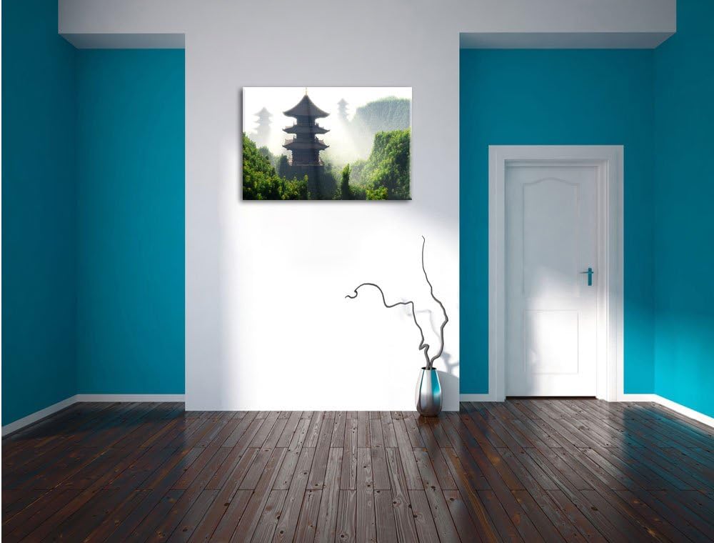chinesische Häuser, Format: 100x70 auf Leinwand, XXL riesige Bilder fertig gerahmt mit Keilrahmen, K