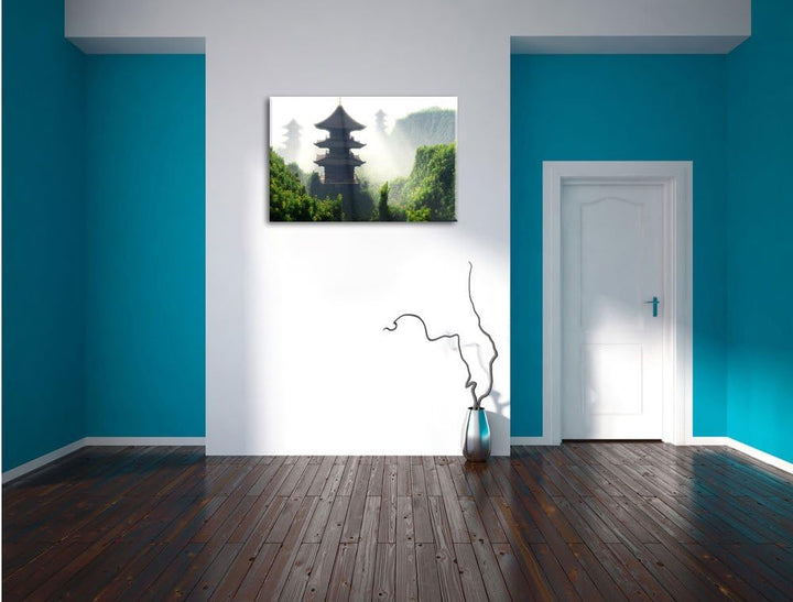 chinesische Häuser, Format: 100x70 auf Leinwand, XXL riesige Bilder fertig gerahmt mit Keilrahmen, K