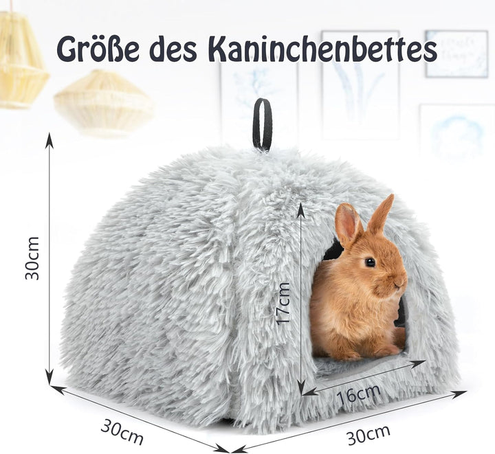 Sbayool Plüsch Kaninchen Bett, Bequem Warme Häschen Höhlenbetten, Kaninchen Haus Mit Bewegliches Pad