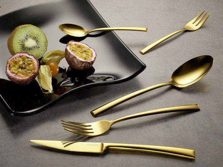 Echtwerk EW-BS-3030G Tafelbesteck Avelino/Shiny-Gold Edition, 30-teilig, für 6 Personen, Edelstahl 1