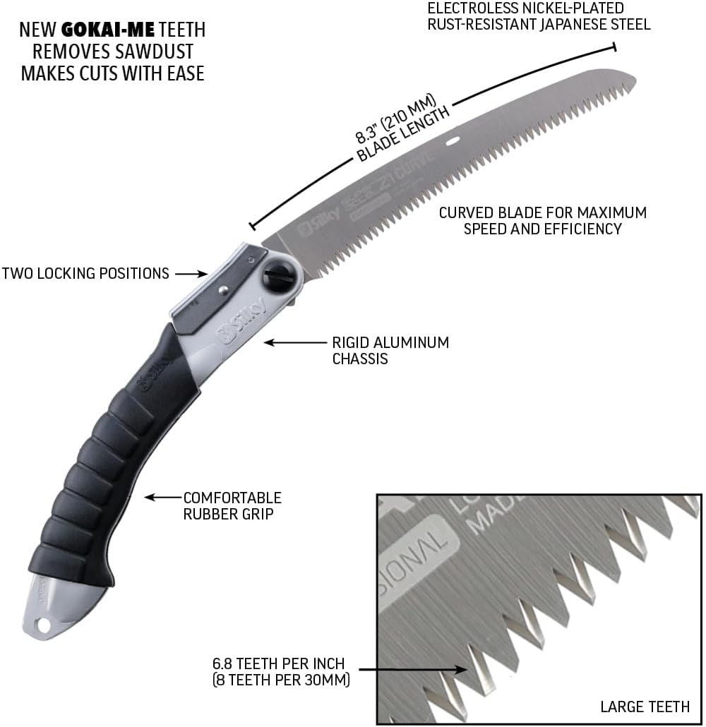 Silky 728-21 Faltbares Profi-Kurven-Astsägeblatt, 210 mm Zähne, 8