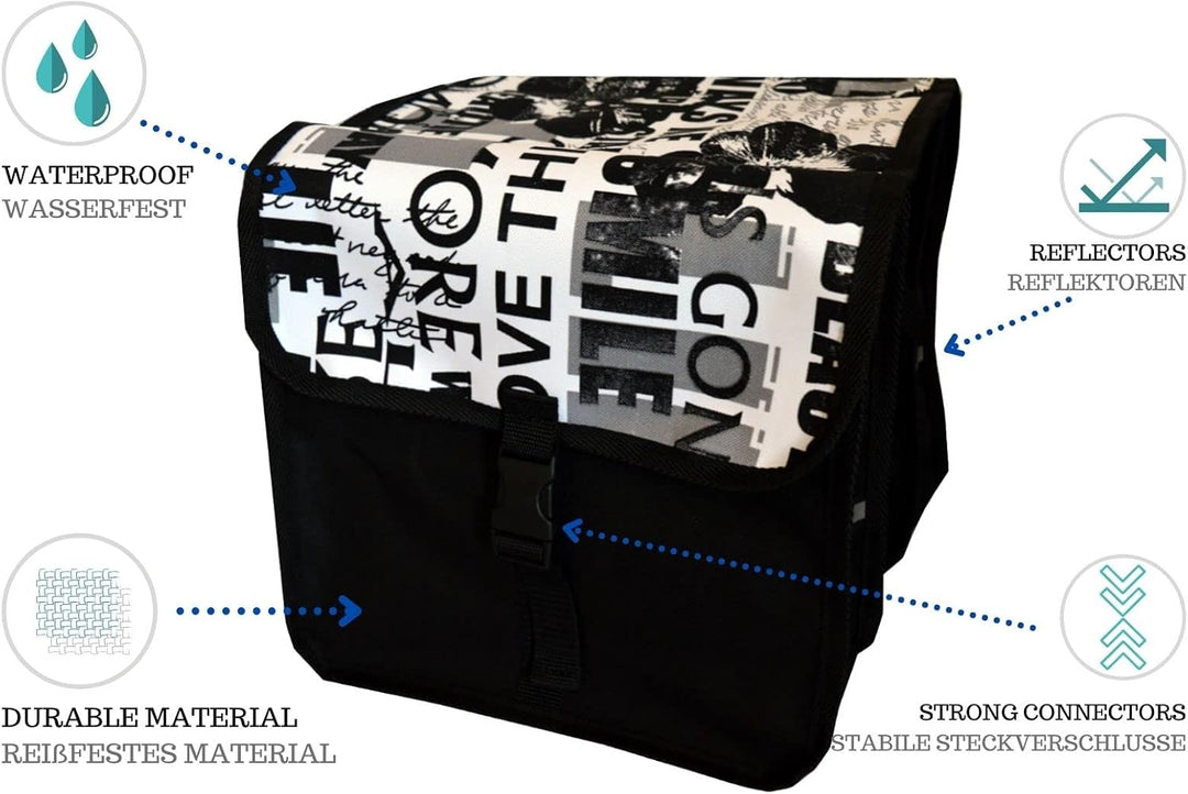 FAHRRADTASCHE Kinderfahrradtasche Satteltasche 20-26" Gepäckträgetasche Doppel (40. Hipster)