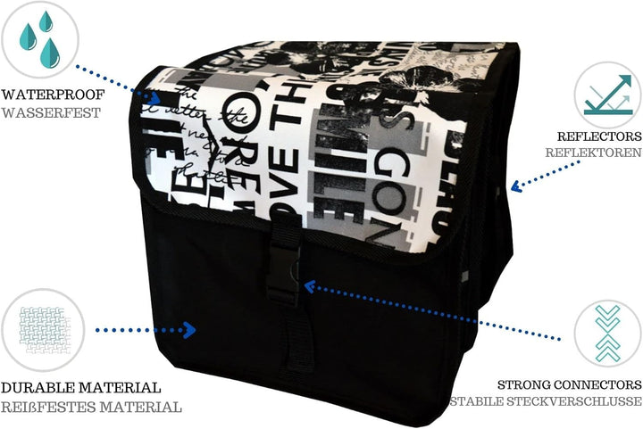 FAHRRADTASCHE Kinderfahrradtasche Satteltasche 20-26" Gepäckträgetasche Doppel (40. Hipster)