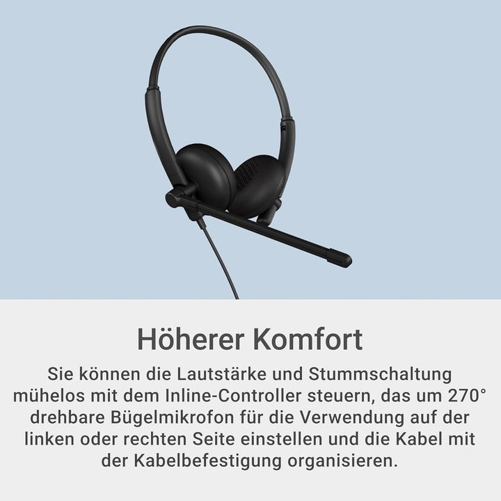 Dell Kabelgebundenes Headset WH125 – USB-A Plug & Play, On-Ear mit Polstern, 270° drehbarer Mikrofon
