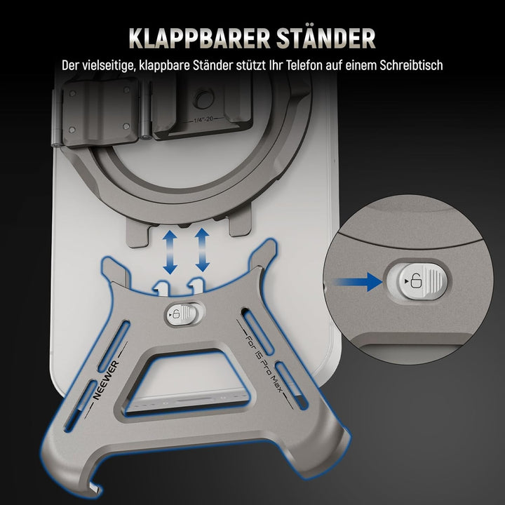 NEEWER LiteArmor Metallrahmen Hülle Kompatibel mit iPhone 15 Pro Max Video Rig Handy Stabilisator mi
