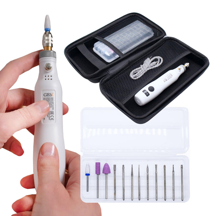 GESS Elektrische Nagelbohrmaschine Kit, Tragbare Elektrische Nagelfeile Set, Maniküre Pediküre Werkz