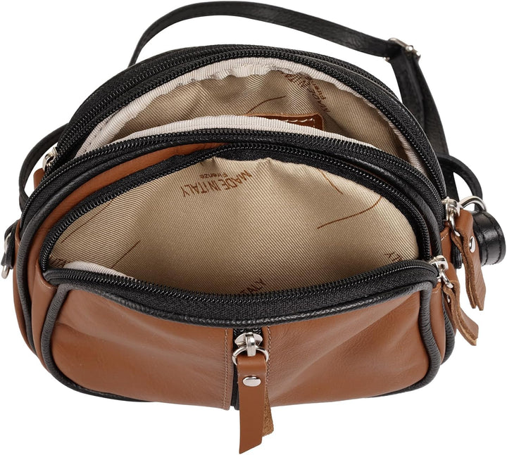 Umhängetasche Echt Leder Damen Made in Italy | kleine Abendtasche | elegante Partytasche mit 3 Fäche